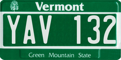 VT license plate YAV132