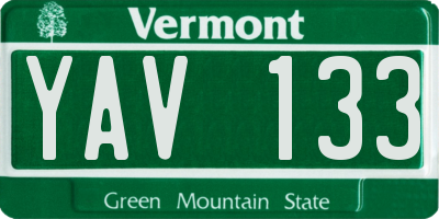 VT license plate YAV133