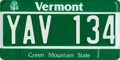 VT license plate YAV134