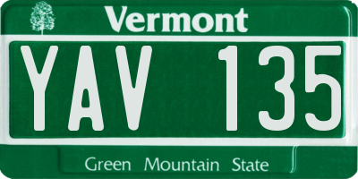 VT license plate YAV135