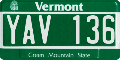 VT license plate YAV136