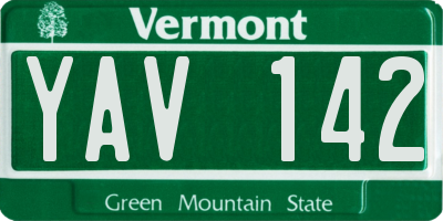 VT license plate YAV142