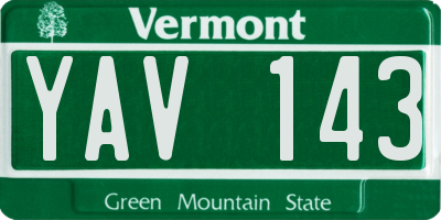VT license plate YAV143