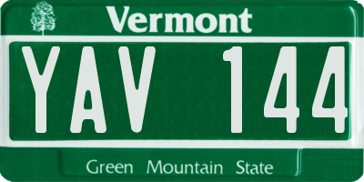 VT license plate YAV144