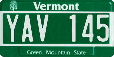 VT license plate YAV145