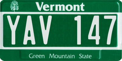 VT license plate YAV147