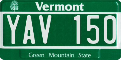VT license plate YAV150