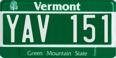 VT license plate YAV151