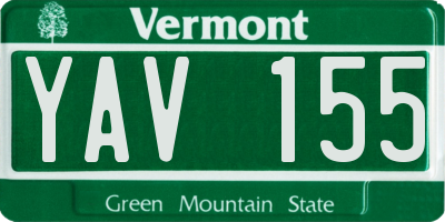 VT license plate YAV155