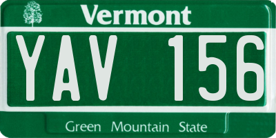VT license plate YAV156