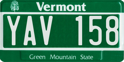 VT license plate YAV158