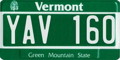 VT license plate YAV160