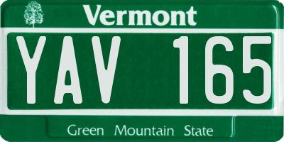 VT license plate YAV165