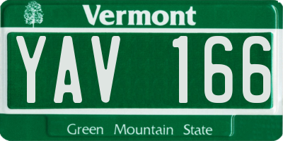 VT license plate YAV166