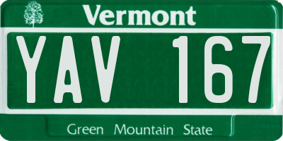 VT license plate YAV167