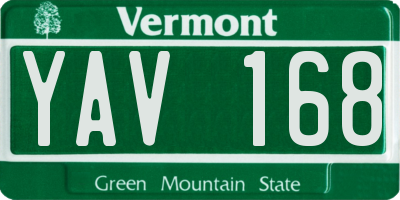 VT license plate YAV168