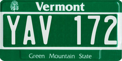VT license plate YAV172