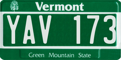 VT license plate YAV173
