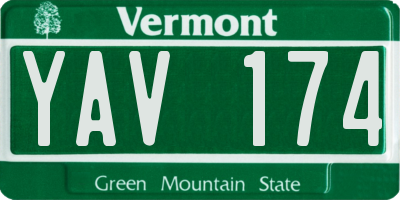 VT license plate YAV174