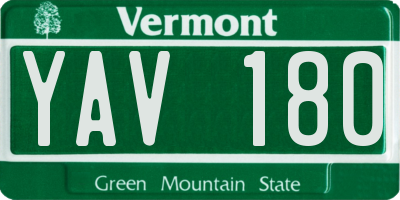 VT license plate YAV180