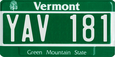 VT license plate YAV181