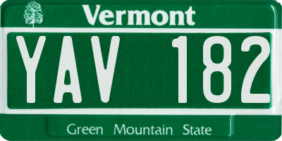 VT license plate YAV182