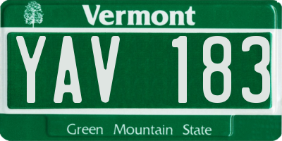 VT license plate YAV183