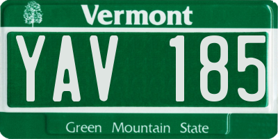 VT license plate YAV185