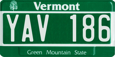 VT license plate YAV186