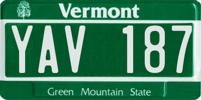 VT license plate YAV187