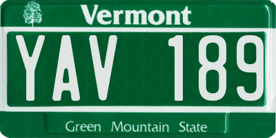 VT license plate YAV189