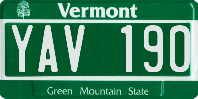 VT license plate YAV190