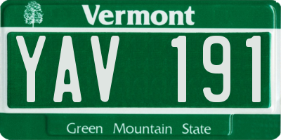 VT license plate YAV191