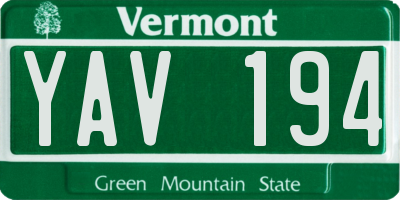 VT license plate YAV194