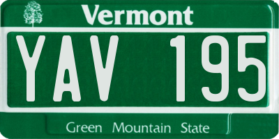 VT license plate YAV195