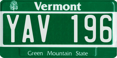 VT license plate YAV196