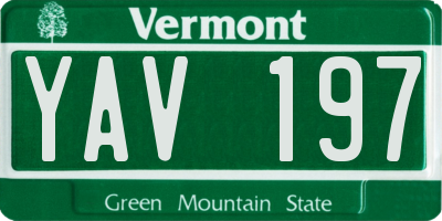 VT license plate YAV197