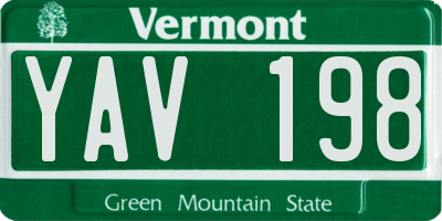 VT license plate YAV198