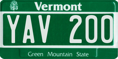 VT license plate YAV200