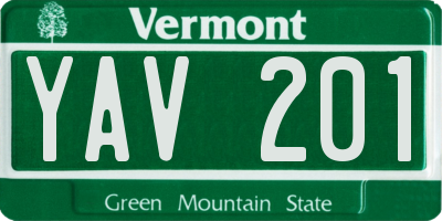VT license plate YAV201