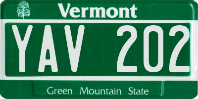 VT license plate YAV202