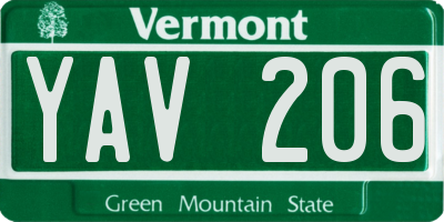 VT license plate YAV206