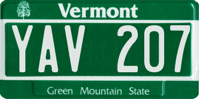 VT license plate YAV207