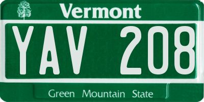 VT license plate YAV208