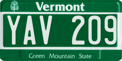 VT license plate YAV209