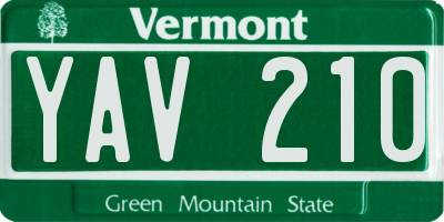 VT license plate YAV210