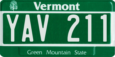 VT license plate YAV211