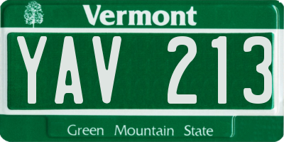 VT license plate YAV213