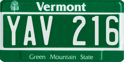 VT license plate YAV216