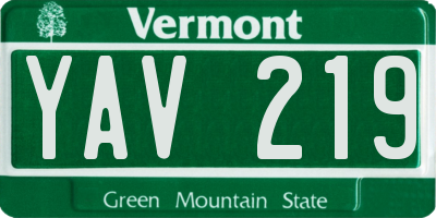 VT license plate YAV219